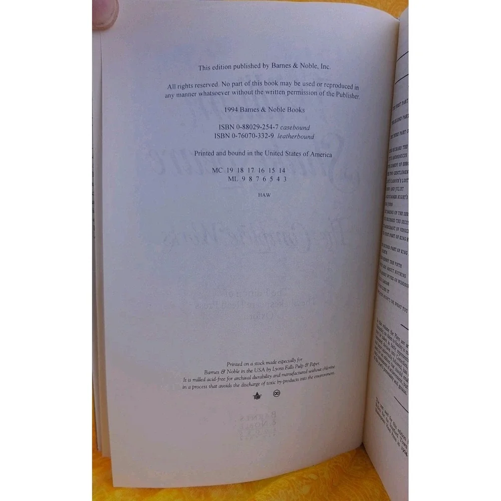 The Complete Works of William Shakespeare Hardcover Barnes & Noble‎ 1994